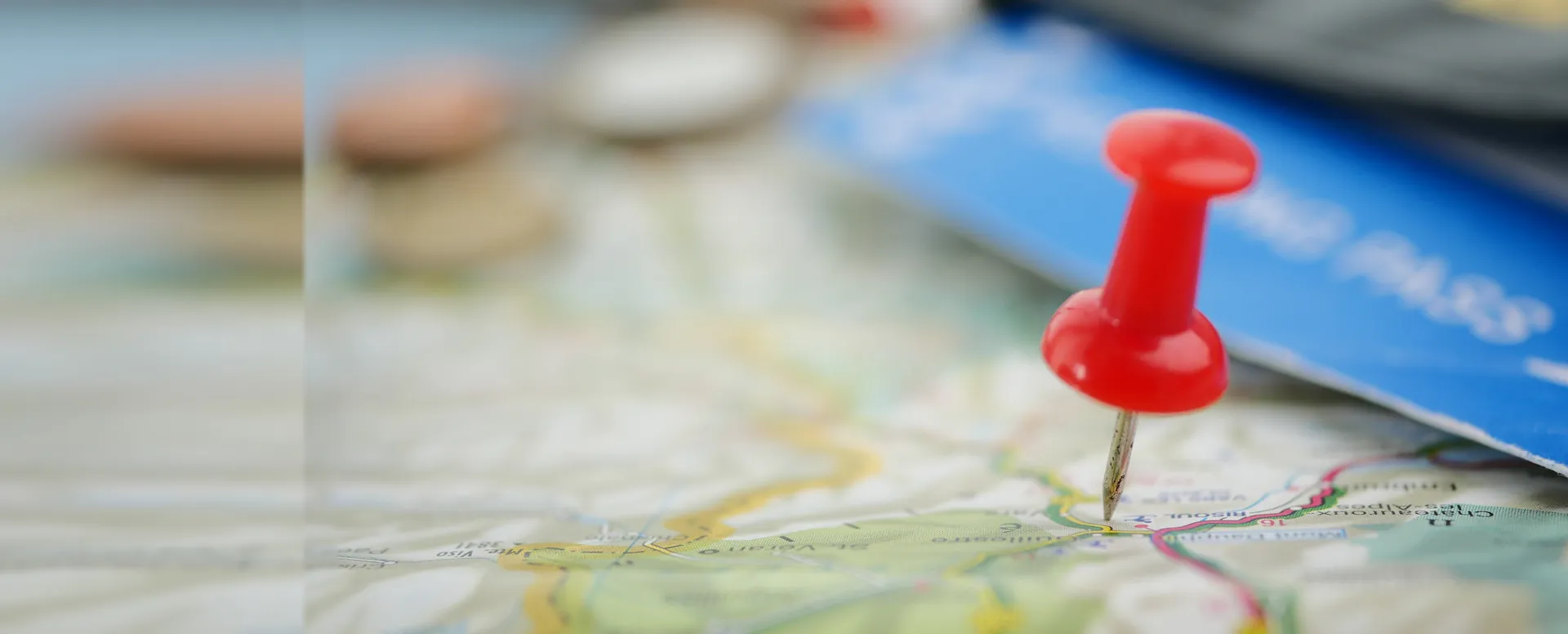 A red pin marking a place on a map